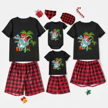 Christmas Matching Family Pajamas Summer Christams Santa Dinosaur Black Red Short Pajamas Sets