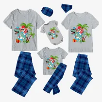 Christmas Matching Family Pajamas Summer Christams Santa Dinosaur Gray Pajamas Sets