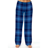 Family Audult & Kids Blue Plaids Pants Daily Pajamas