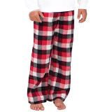 Family Audult & Kids White Red Plaids Pants Daily Pajamas