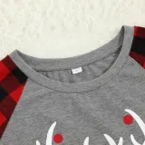 Christmas Kids Matching Sleepwear Pajamas Merry Christmas White Antlers Grey Sets With Dog Cloth
