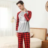 Christmas Kids Matching Sleepwear Pajamas Merry Christmas White Antlers Grey Sets With Dog Cloth