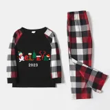 2023 Believe Christmas Matching Family Pajamas Snowman Love Christmas Black Red Plaids Kids Pajamas Set