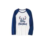 Christmas Matching Kids Pajamas Merry Christmas Elk Antlers Blue Plaids Pajamas Set