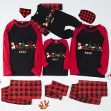 2023 Believe Christmas Matching Family Pajamas Snowman Love Christmas Black Red Plaids Kids Pajamas Set