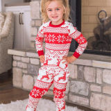 Christmas Kids Matching Pajamas Christmas Seamless Red Christmas Deers And Snowflakes Pajamas Sets
