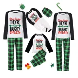 Christmas Kids Matching Pajamas Sets Dear Santa Naughty Ones and Green Plaids Pants With Dog Cloth
