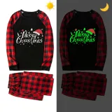 Christmas Matching Kids Pajamas Luminous Glowing Merry Christmas Hat Black Pajamas Set