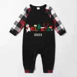 2023 Believe Christmas Matching Family Pajamas Snowman Love Christmas Black Red Plaids Kids Pajamas Set