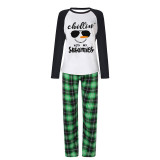 Christmas Matching Kids Pajamas Chillin With My Snowmies Cool Snowman Green Plaid Pajamas Set