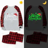 Christmas Matching Kids Pajamas Luminous Glowing Merry Christmas Hat Black Pajamas Set