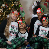 Christmas Kids Matching Pajamas Sets Dear Santa Naughty Ones and Green Plaids Pants With Dog Cloth