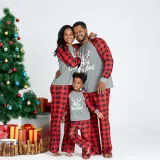 Christmas Kids Matching Sleepwear Pajamas Merry Christmas White Antlers Grey Sets With Dog Cloth