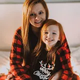 Christmas Kids Matching Sleepwear Pajamas Merry Christmas White Antlers Black Sets