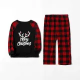 Christmas Kids Matching Sleepwear Pajamas Merry Christmas White Antlers Black Sets