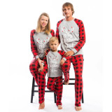 Christmas Kids Matching Sleepwear Pajamas Merry Christmas White Antlers Grey Sets With Dog Cloth