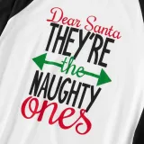 Christmas Kids Matching Pajamas Sets Dear Santa Naughty Ones and Green Plaids Pants With Dog Cloth