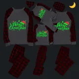 Christmas Matching Kids Pajamas Luminous Glowing Merry Christmas Hat Black Pajamas Set
