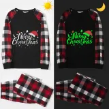 Christmas Matching Kids Pajamas Luminous Glowing Merry Christmas Hat Black Pajamas Set
