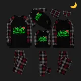 Christmas Matching Kids Pajamas Luminous Glowing Merry Christmas Hat Black Pajamas Set