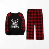 Christmas Kids Matching Sleepwear Pajamas Merry Christmas White Antlers Black Sets