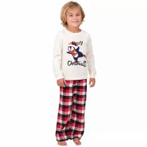 Christmas Matching Kids Pajamas Navy Flying Skiing Penguin Merry Christmas White Pajamas Set With Baby Pajamas