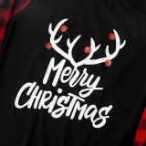 Christmas Kids Matching Sleepwear Pajamas Merry Christmas White Antlers Black Sets