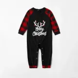 Christmas Kids Matching Sleepwear Pajamas Merry Christmas White Antlers Black Sets