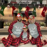Christmas Kids Matching Sleepwear Pajamas Merry Christmas White Antlers Grey Sets With Dog Cloth