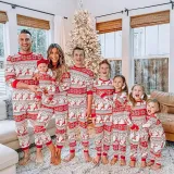 Christmas Kids Matching Pajamas Christmas Seamless Red Christmas Deers And Snowflakes Pajamas Sets