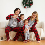 Christmas Kids Matching Sleepwear Pajamas Merry Christmas White Antlers Grey Sets With Dog Cloth