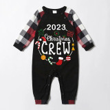 2023 Christmas Matching Kids Pajamas Christmas Crew Wreath Black Red Plaids Pajamas Set