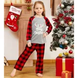 Christmas Kids Matching Sleepwear Pajamas Merry Christmas White Antlers Grey Sets With Dog Cloth