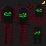 Christmas Matching Kids Pajamas Luminous Glowing Merry Christmas Hat Black Pajamas Set