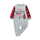 KidsHoo Exclusive Design Baby Toddler Boys Girls Christmas Sleepwear Pajamas Sets Most Wonderful Time Slogan Tops And Plaids Pants