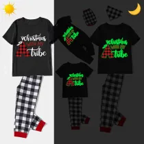 Christmas Matching Family Pajamas Luminous Glowing Christmas with My Tube Black Short Pajamas Set