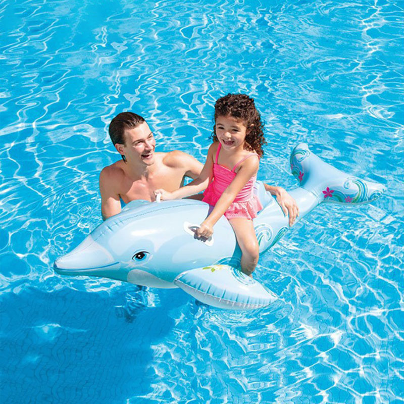 Blue Dolphin Ride-On Inflatable Pool Floats Toy For Kids Child Adults
