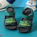 Kids Boy Cartoon Tank Cars Pattern Beach Sandal Shoes