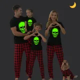 Halloween Family Matching Noctilucent Skull Happy Halloween Luminous Back Pajamas Set