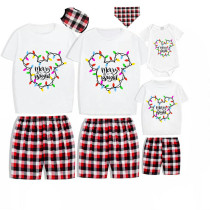 Christmas Matching Family Pajamas Cartoon Mouse Merry and Bright-light White Short Pajamas Set