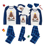 Christmas Matching Family Pajamas Cartoon Mouse Merry Christmas Tree Blue Pajamas Set