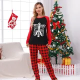 Halloween Family Matching Noctilucent Skeleton Ribs Happy Halloween Luminous Gray Pajamas Set