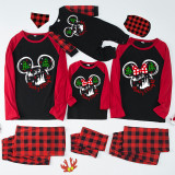 Christmas Matching Family Pajamas Cartoon Mouse Merry and Bright Black Red Pajamas Set