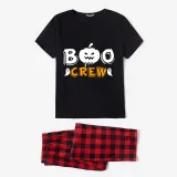 Halloween Family Matching Noctilucent Boo Crew Happy Halloween Luminous Back Pajamas Set