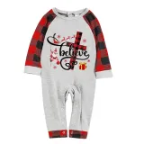 Christmas Matching Family Pajamas Santa Believe Crosses Gray Pajamas Set
