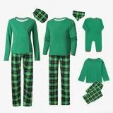 Christmas Matching Family Pajamas Green Plaids Personalized Custom Design Christmas Pajamas Set With Dog Cloth