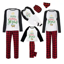 Christmas Matching Family Pajamas Happy Birthday Jesus Plaids Pants Pajamas Set