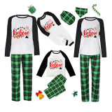 Christmas Matching Family Pajamas Cartoon Mouse Believe Santa Green Pajamas Set