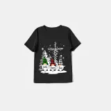 Christmas Matching Family Pajamas Snow Three Gnomies Christ Black Short Pajamas Set