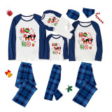 Christmas Matching Family Pajamas Cartoon Mouse HO HO HO Blue Pajamas Set